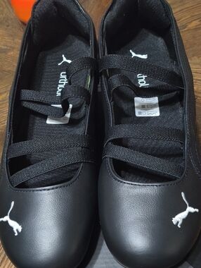 Puma Black Speedcat Ballet Flats with White Logo